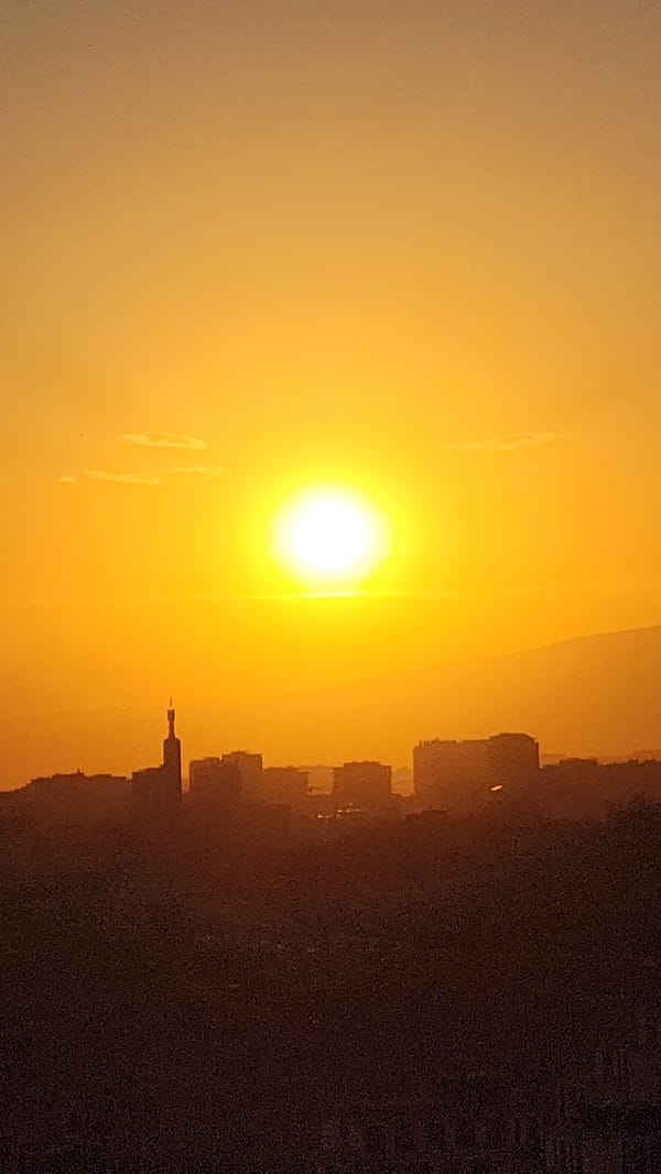 Sunset to nightfall over Yerevan, Armenia