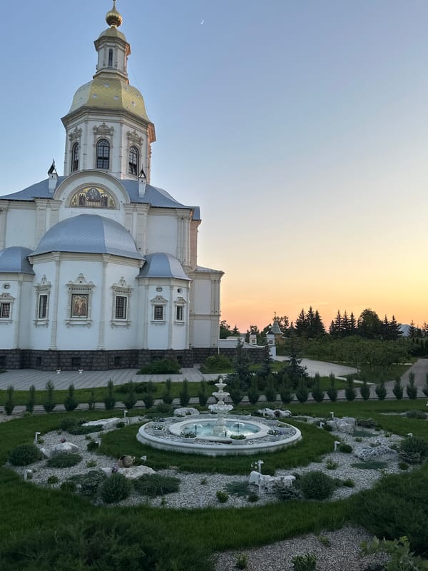 Visitor documents Russian Orthodox monastery complex in Diveyevo