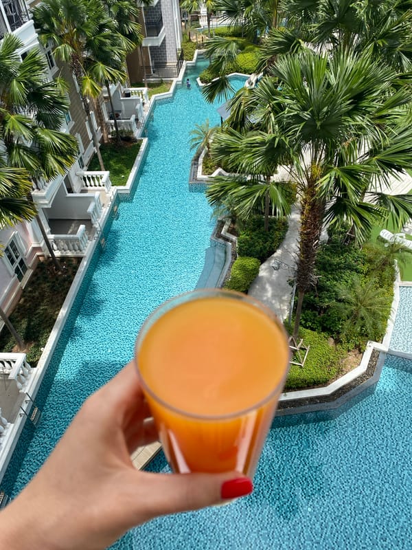 Poolside morning at a Pattaya resort near the Monaco complex