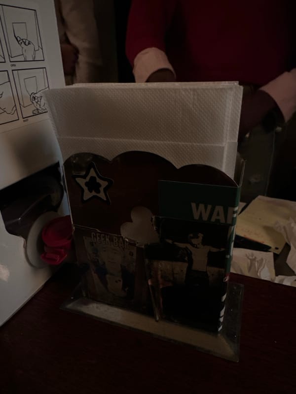 Napkin dispenser photographed on table in Meguro, Japan