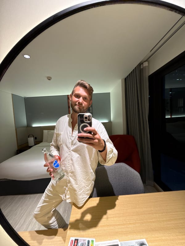 Hotel room selfies and Bangkok street scenes, one afternoon.