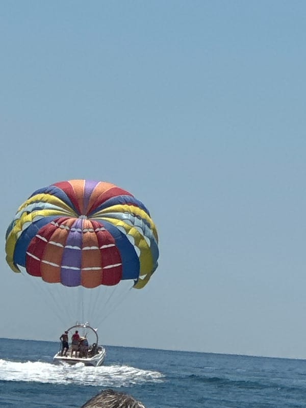 Parasailing and beach life on the Montenegrin Adriatic coast