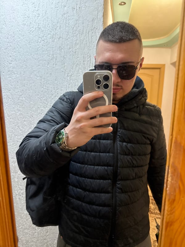 Man takes mirror selfie in Smolyan, Bulgaria