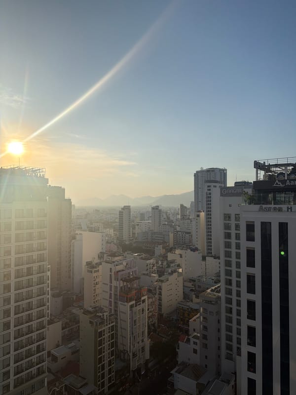 Panoramic sunrise or sunset view captured over Nha Trang Ward