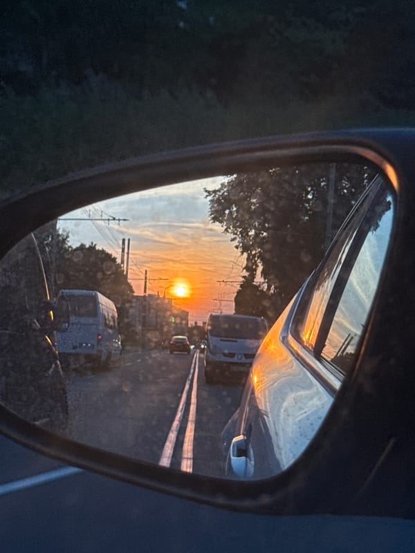 Vinnytsia sunset caught from the road, two angles