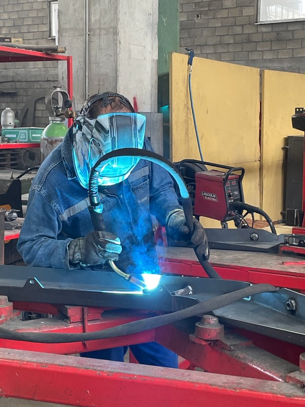Welder observed working in workshop in Čeluga, Montenegro