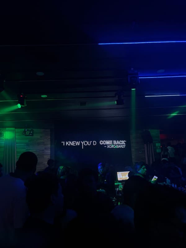 Entertainment venue captured with festive lighting in Puebla