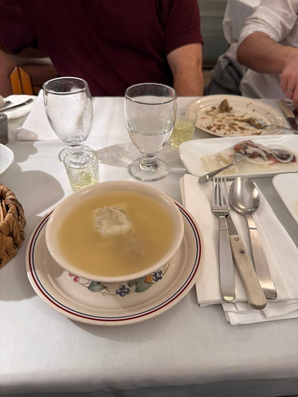 Two men share traditional dinner at Tel Aviv restaurant