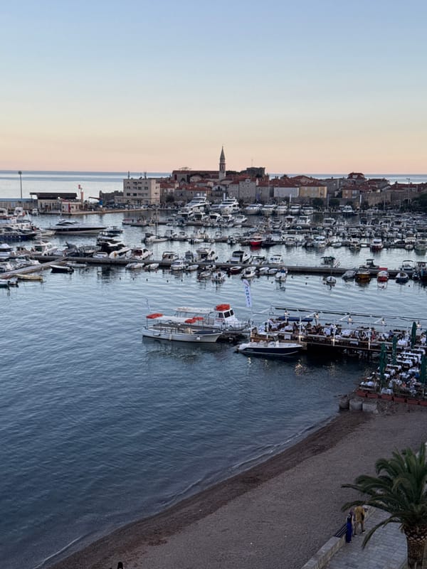 Summer evening leisure activities captured across Budva, Montenegro