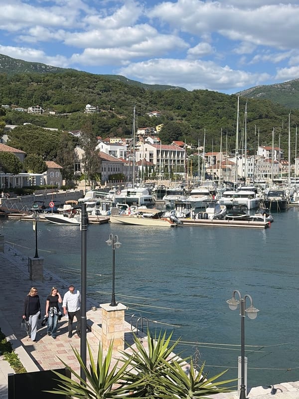 Coastal scenes documented in Herceg Novi, Montenegro marina area