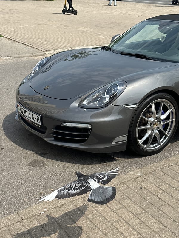 Grey Porsche convertible spotted parked in downtown Minsk