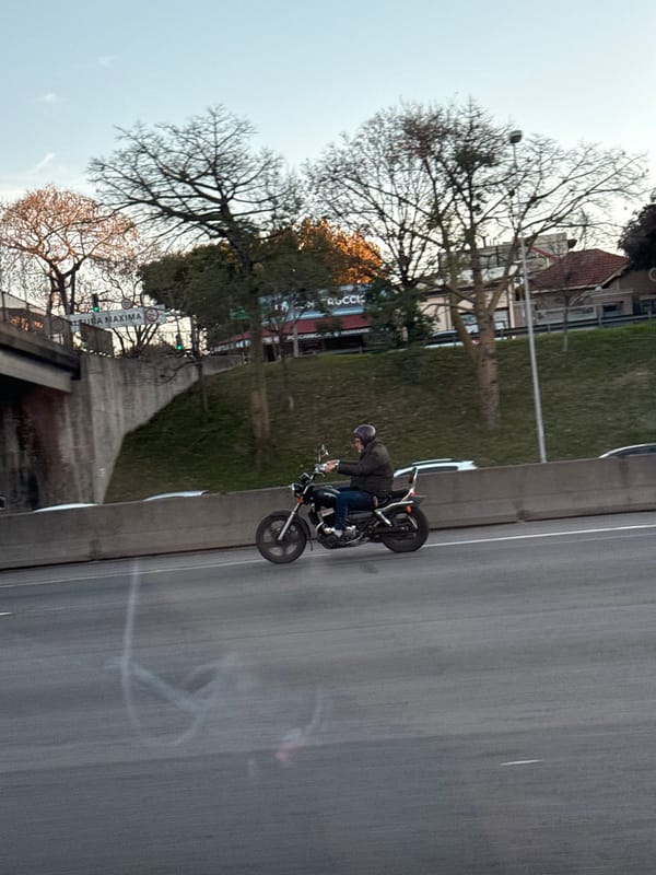 Motorcyclist travels highway in Vicente López, Argentina