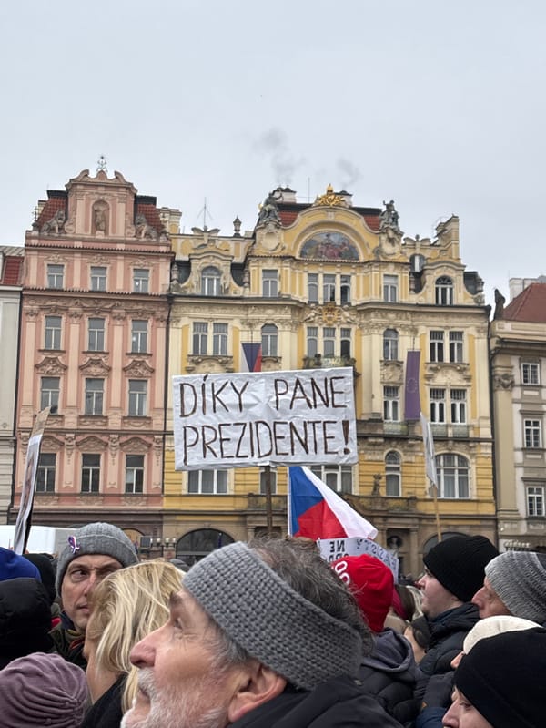 Political demonstration draws crowds to Prague's Old Town Square