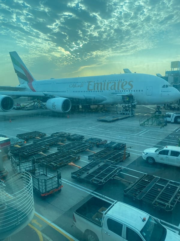 Emirates A380 aircraft spotted at Dubai airport gate