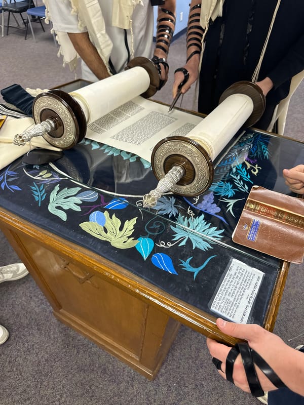 Jewish religious service with Torah reading held in New York