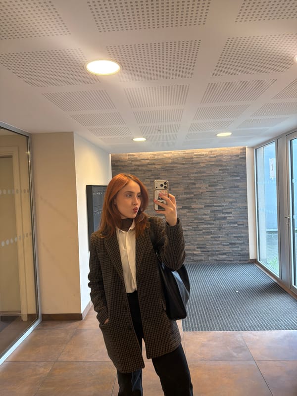 Woman takes mirror selfies in Strasbourg building elevator