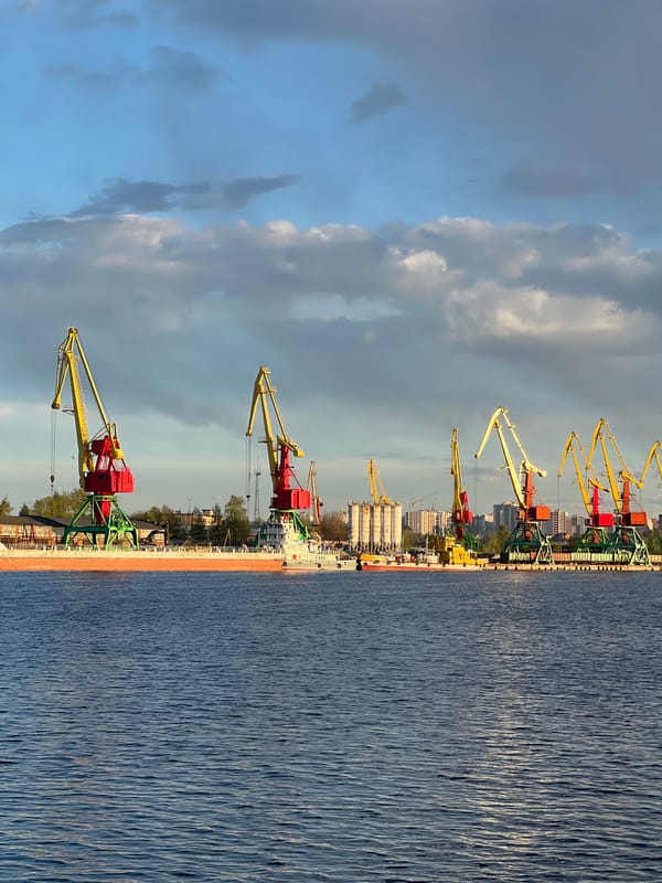 Industrial cranes spotted at Cherepovets river port
