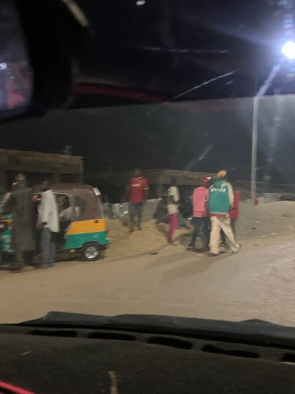 Nighttime street gathering documented in Barakin Akawo, Nigeria