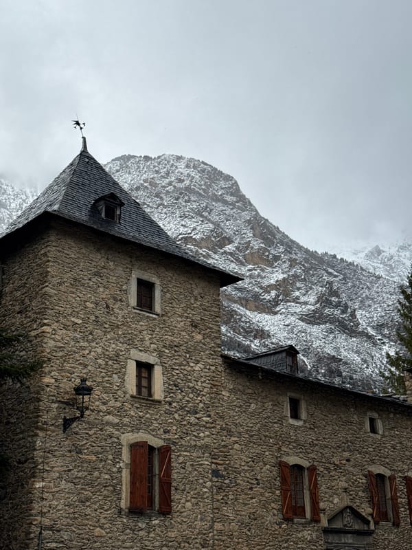 Traditional stone building photographed in Benasque, Spain