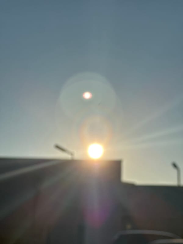 Early morning sun photographed through building in Sofia