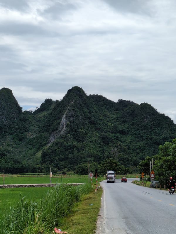 Rural roads and rice fields in Tân Thanh Commune, Vietnam