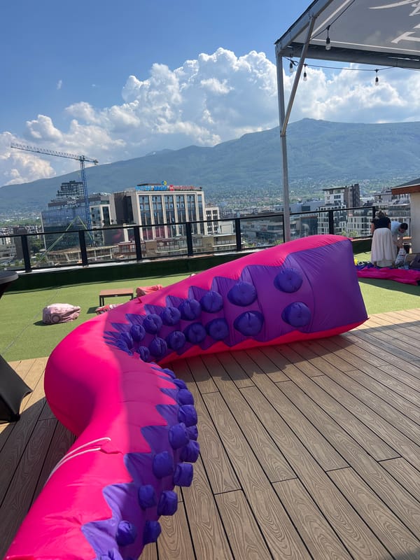 Giant Pink Inflatable Tentacle Spotted on Sofia Rooftop