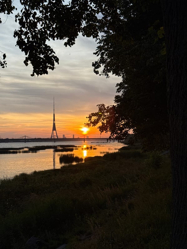 Summer evening along Riga's riverside path