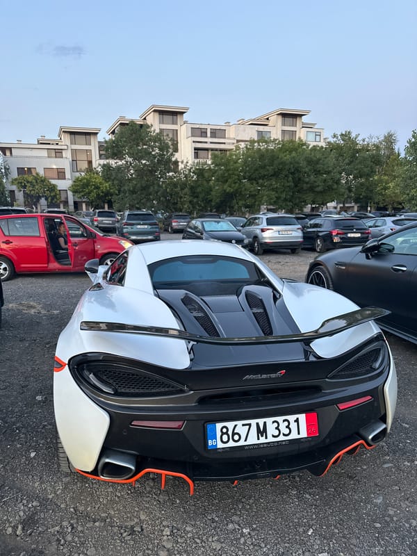 White McLaren spotted in a Sozopol gravel parking lot