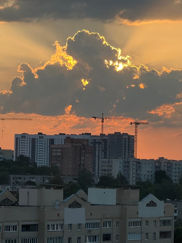 Dramatic summer sunset over Minsk, shot from multiple angles
