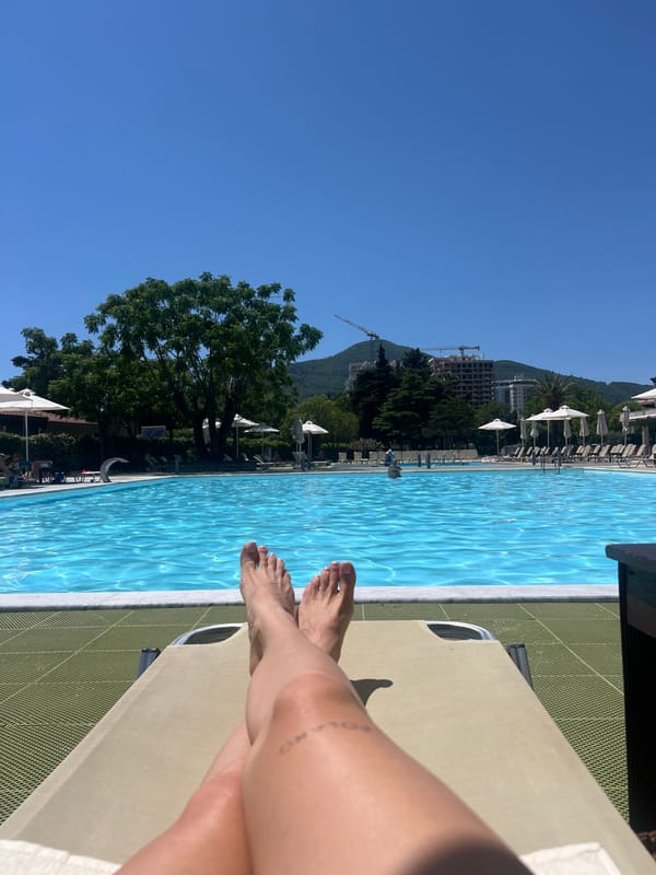Budva resident documents car wash, poolside relaxation during morning routine