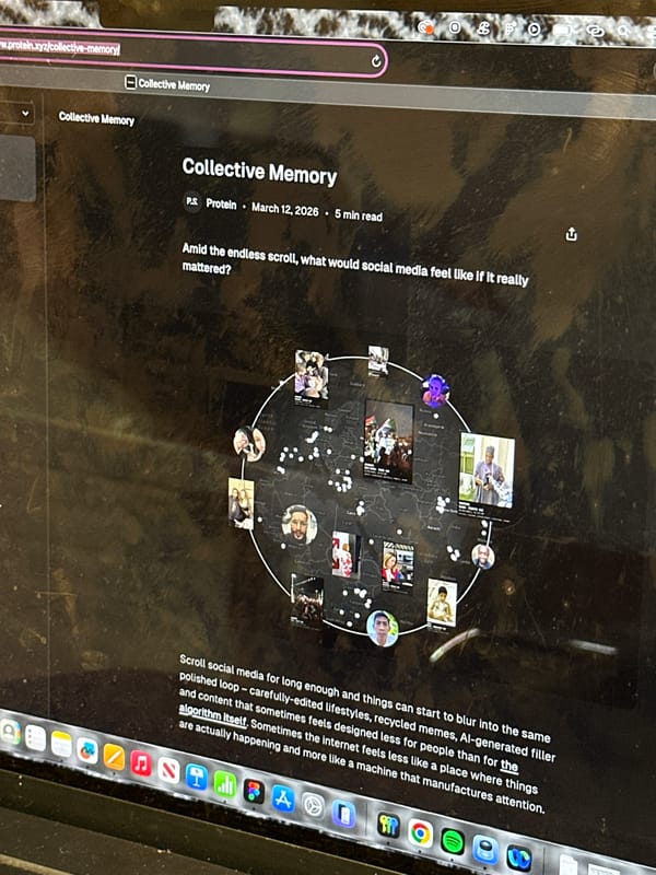London resident captures dusty MacBook showing Collective Memory webpage