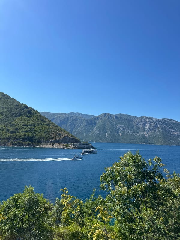 Bay of Kotor gleaming under clear summer skies