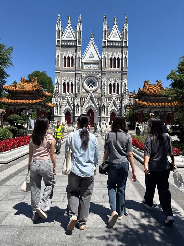 Historic Beijing churches and pavilion photographed in Xicheng District