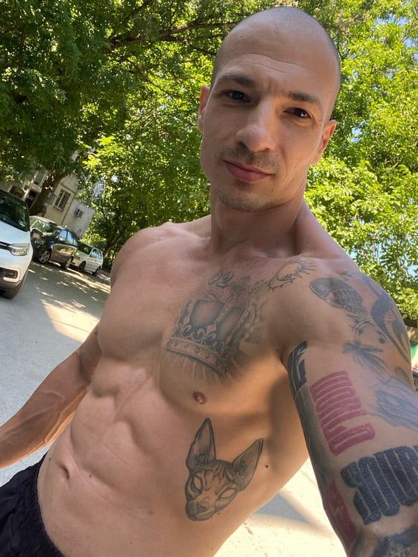 Tattooed selfie taken outdoors in Pleven, Bulgaria