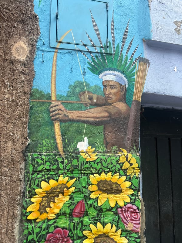 Atlixco's murals and colonial church facade up close