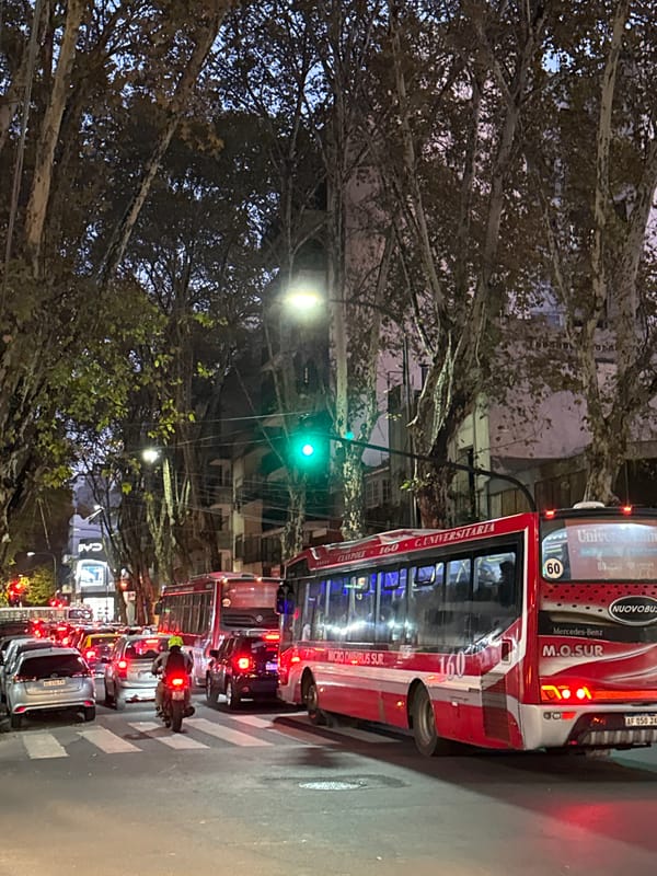 Evening street life documented around Buenos Aires cafe district