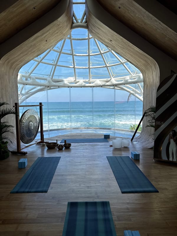 Glass-domed ocean-view yoga studio in Kediri, Bali
