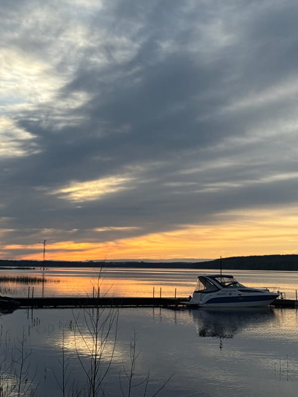 Sunset captured along Kama River dock in Chaykovsky, Russia
