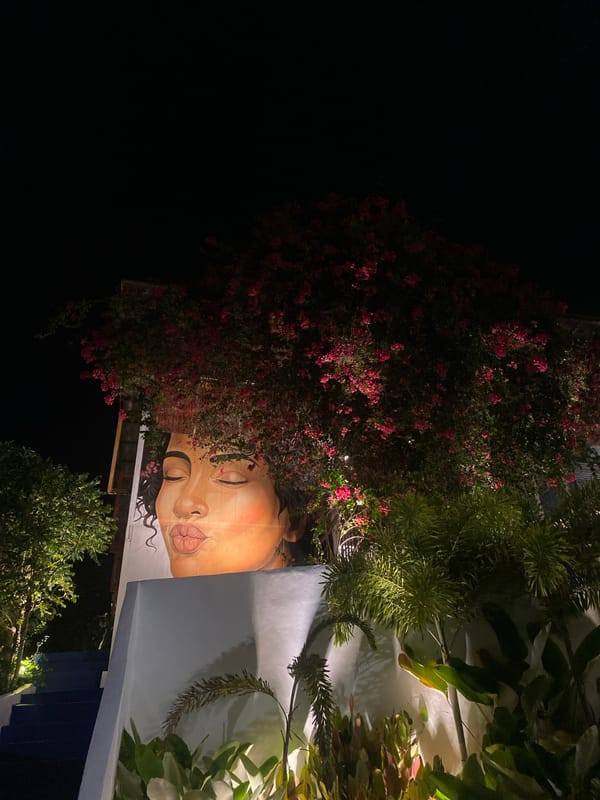 Evening dining and mural photography captured in Chalong, Thailand