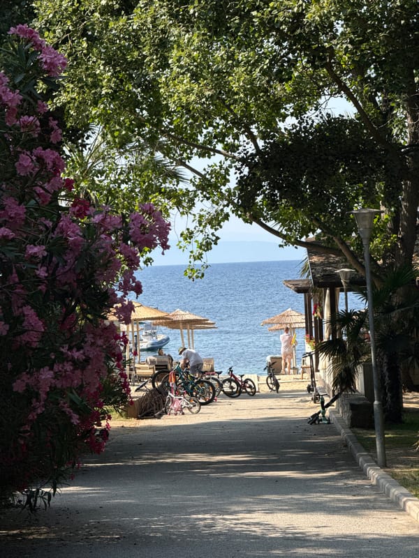 Lazy summer afternoon at a Sithonia beach camp
