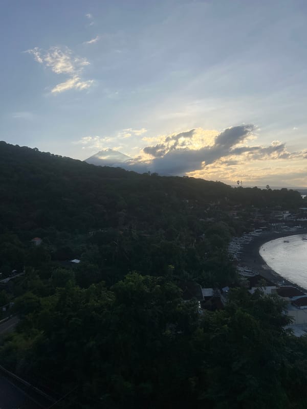 Coastal views captured in Abang, Indonesia morning scene