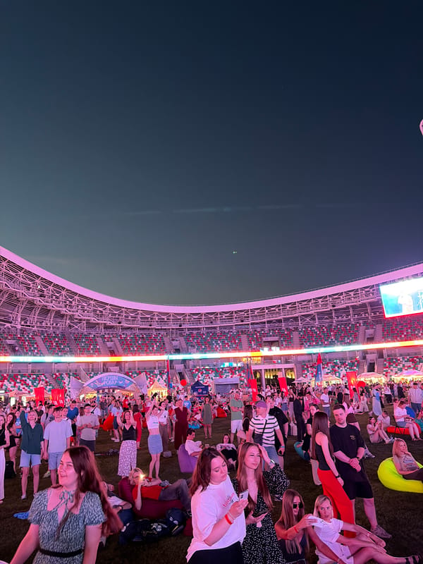 Outdoor concert night at Minsk's Dynamo Stadium, DABRO performing live