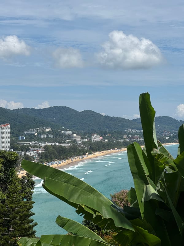 Karon Beach from multiple angles, shore to street