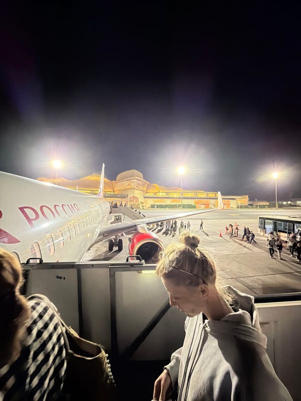 Rossiya Airlines passengers arrive at Egyptian airport at night