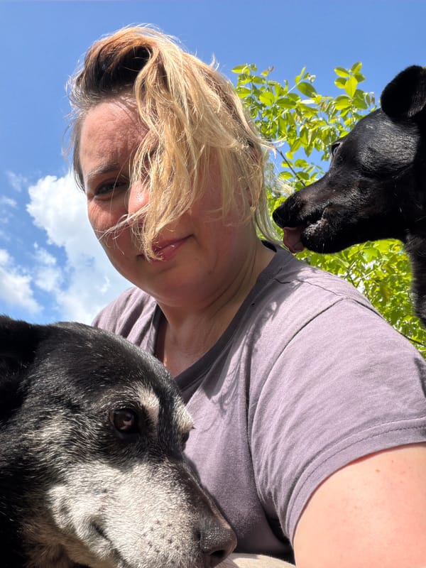 Woman enjoys leisurely animal visit in Russian countryside