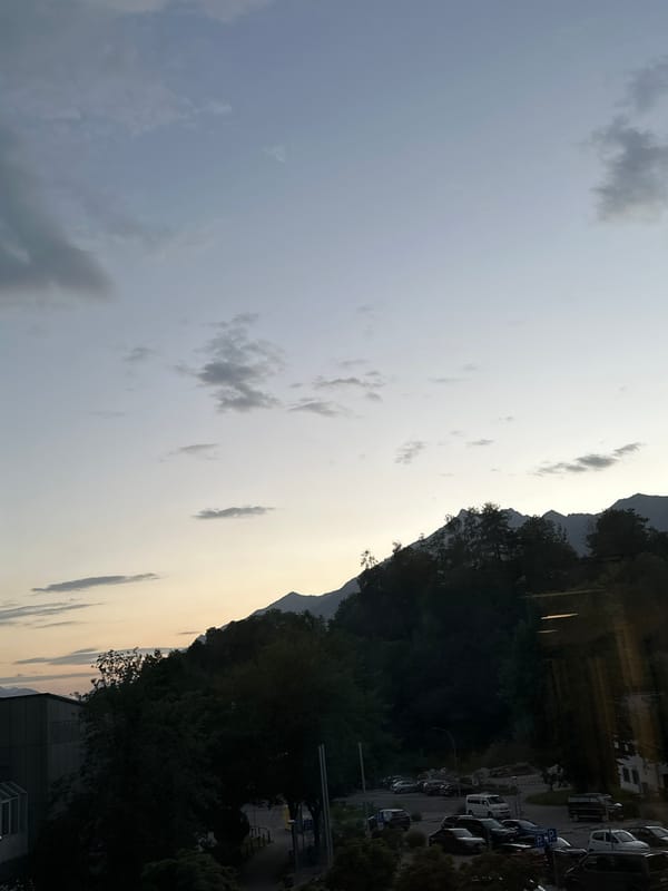 Sunset over the Alps, evening at a Garmisch medical facility