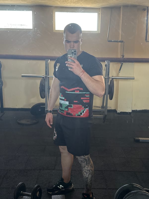 Man takes selfie at gym facility