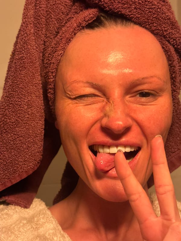 Evening skincare routine documented through bathroom selfies in Wealden