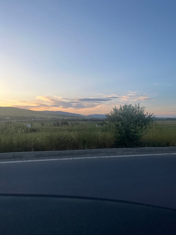 Twilight roadside scenes captured near Pokrovnik, Bulgaria