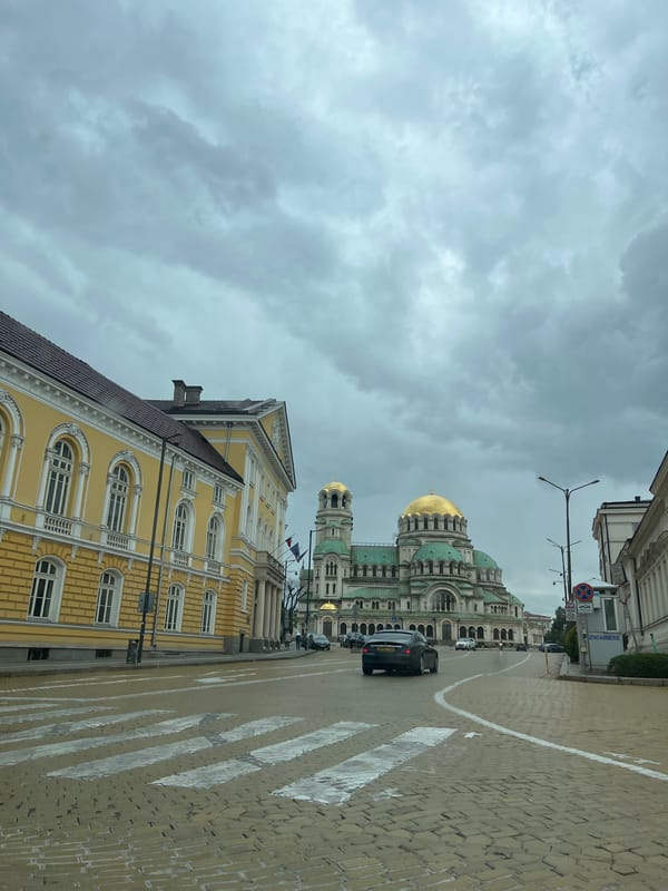 Alexander Nevsky Cathedral photographed in Sofia under cloudy skies